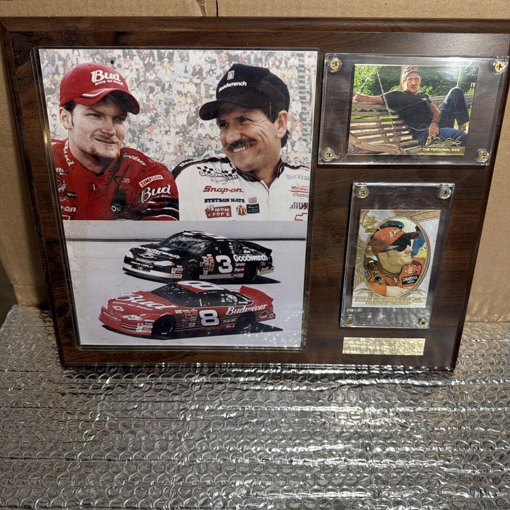 Dale & Dale Jr. NASCAR Racing Card Plaque with 2 Sports Trading Cards